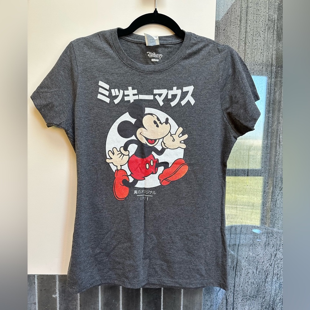 Disney Mickey Mouse women’s Japanese kanji Charcoal Tee